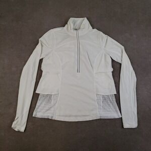 LULULEMON Sun Runner Jacket Womens Size 6 Ivory Hybrid Half Zip Pullover Running